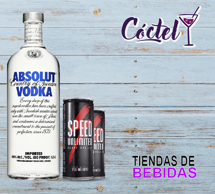 Absolut Vodka 1.5L + 2 Speed 269ml + Hielo 2 Kg