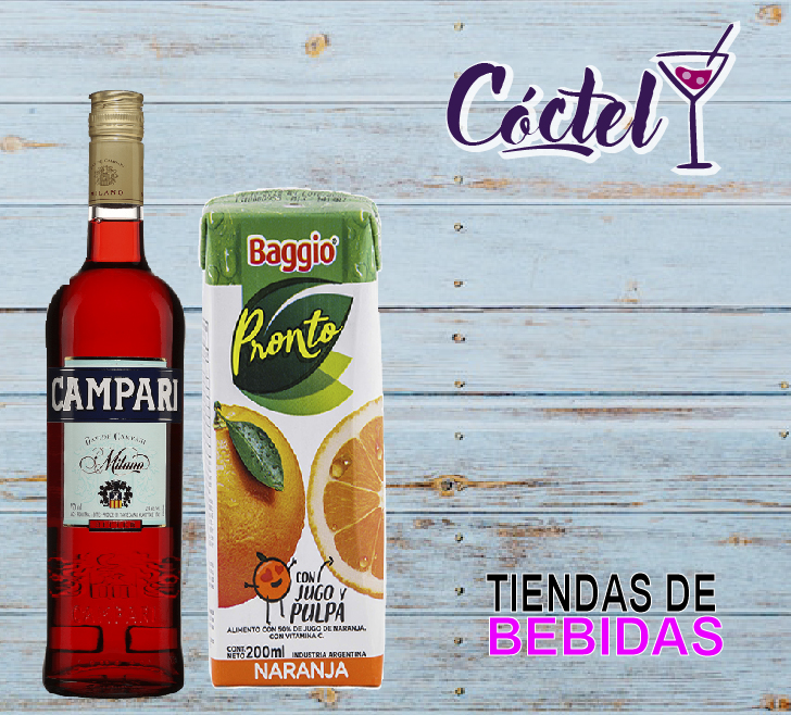 Campari 950ml + Cepita Naranja 1L + Hielo 2Kg
