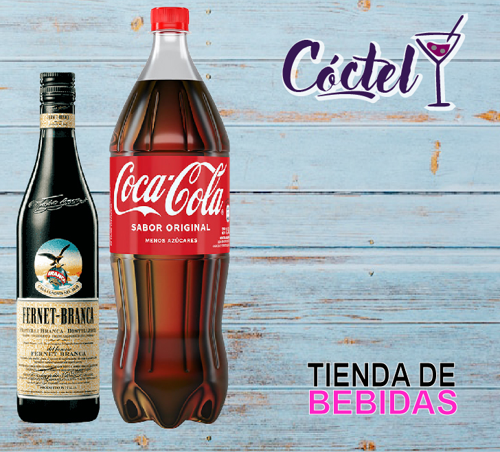 Fernet Branca 750ml + 2 Coca Cola 1.5L