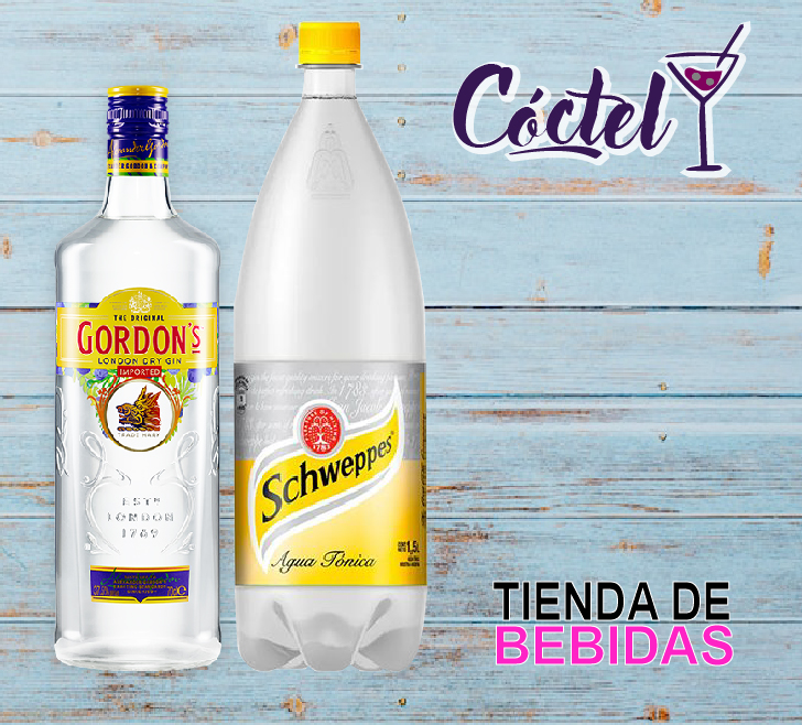 Gin Gordon's 700cc + Tónica Schweppes 1.5L + Hielo 2kg