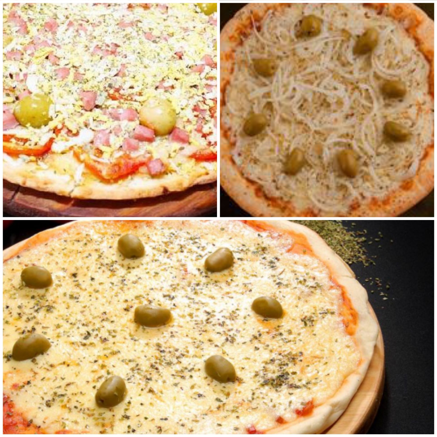 Pizza Muzza + Pizza Fuga + Pizza Muzza y Jamón