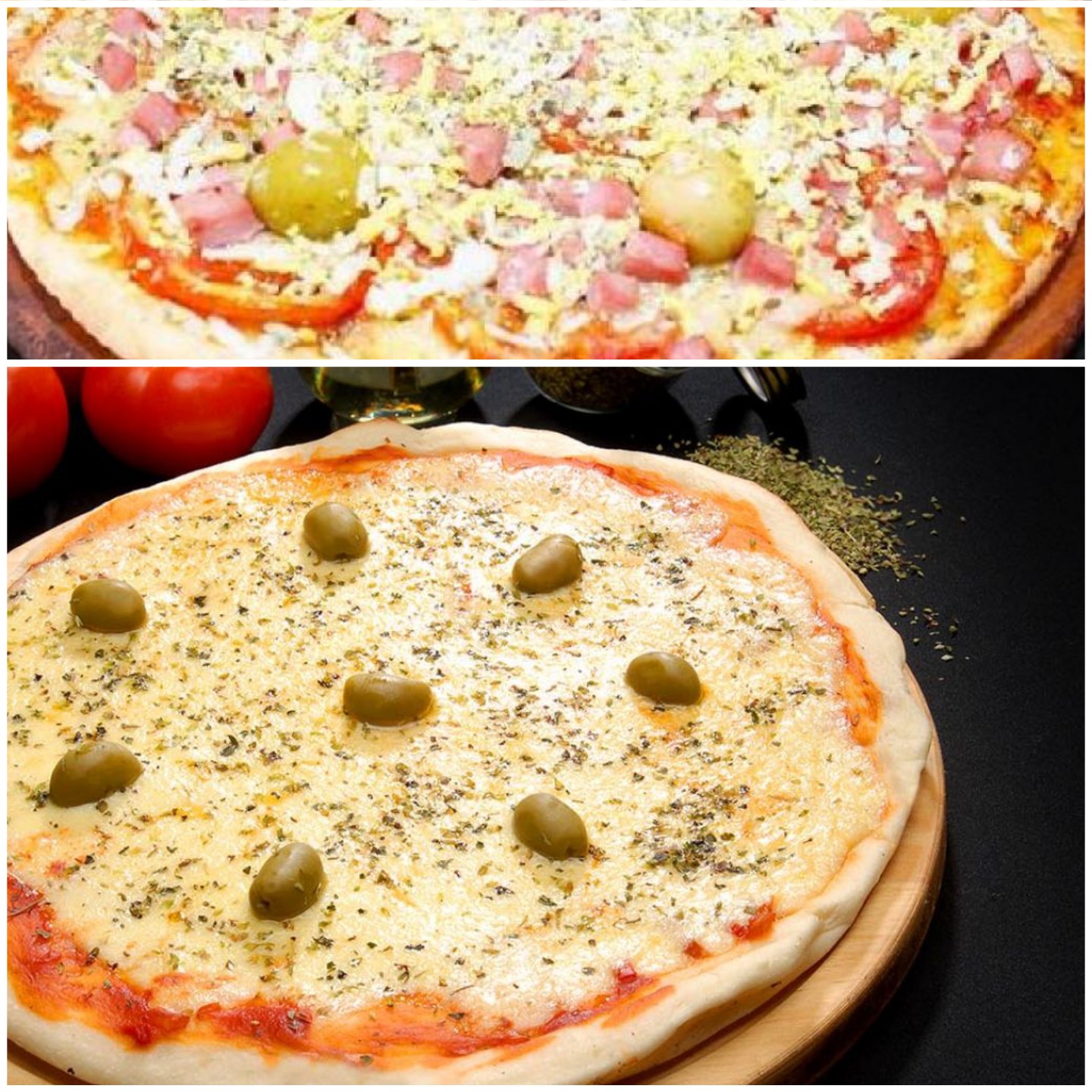 Pizza Muzza + Muzza y Jamón