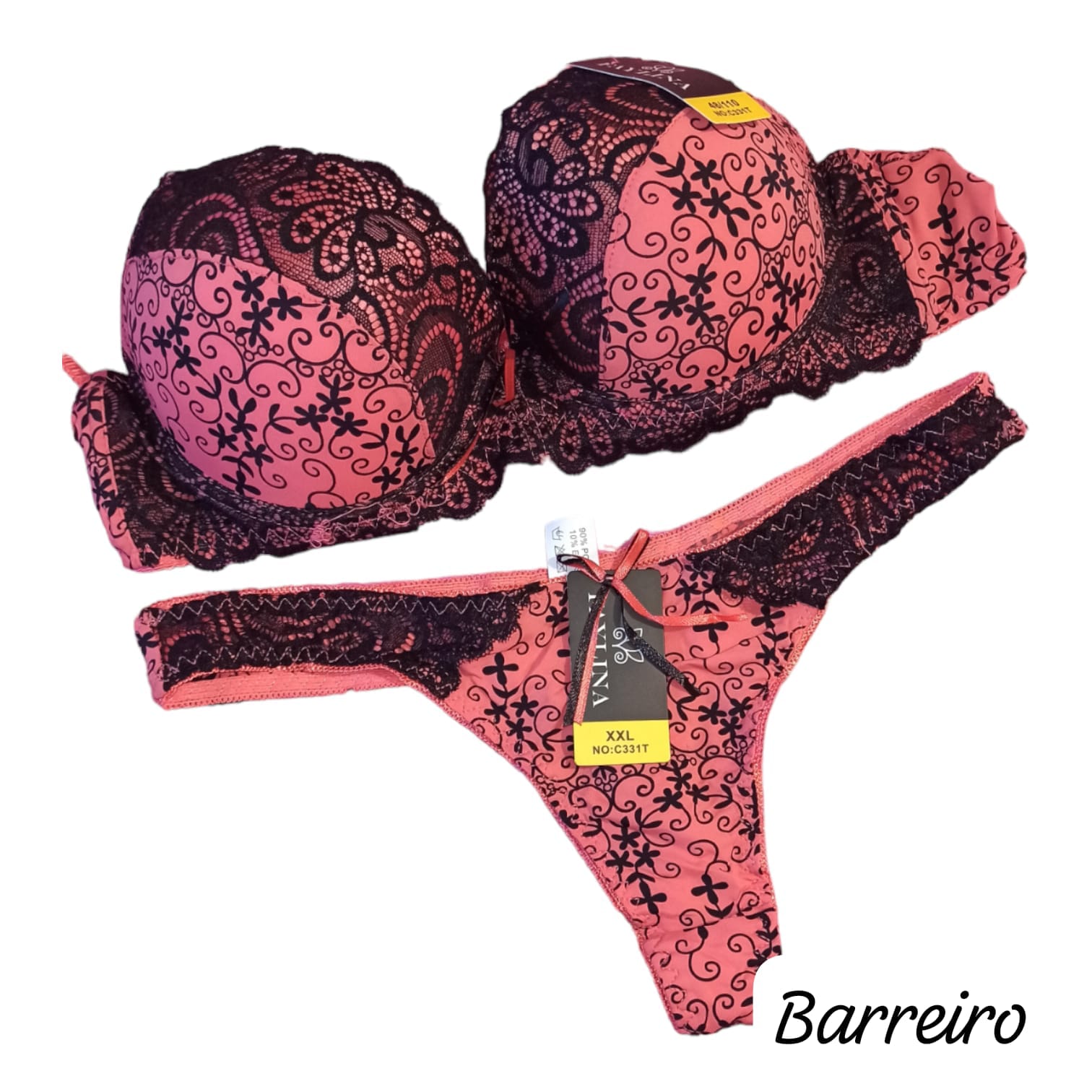 Conjunto de Lycra y Saten con Encaje Elastizado. Taza Soft