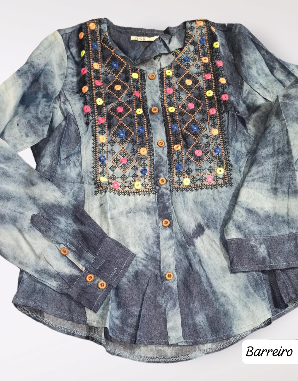 Jean Camisero Nevado con Bordado y Lentejuelas
