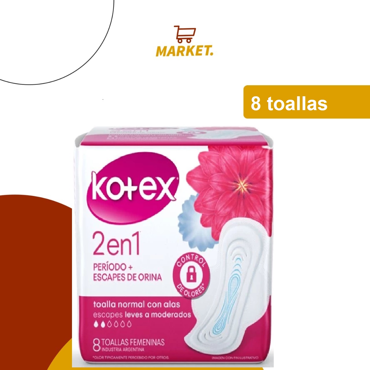 Toallas Fem. Kotex 2en1 x 8u.