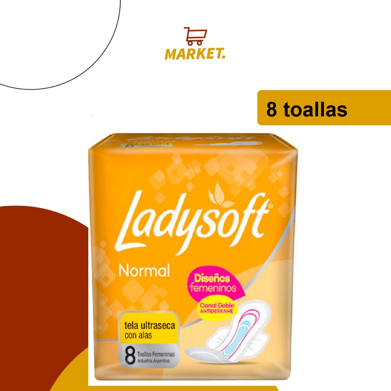 Toallas Ladysoft Normal con Alas 8u.