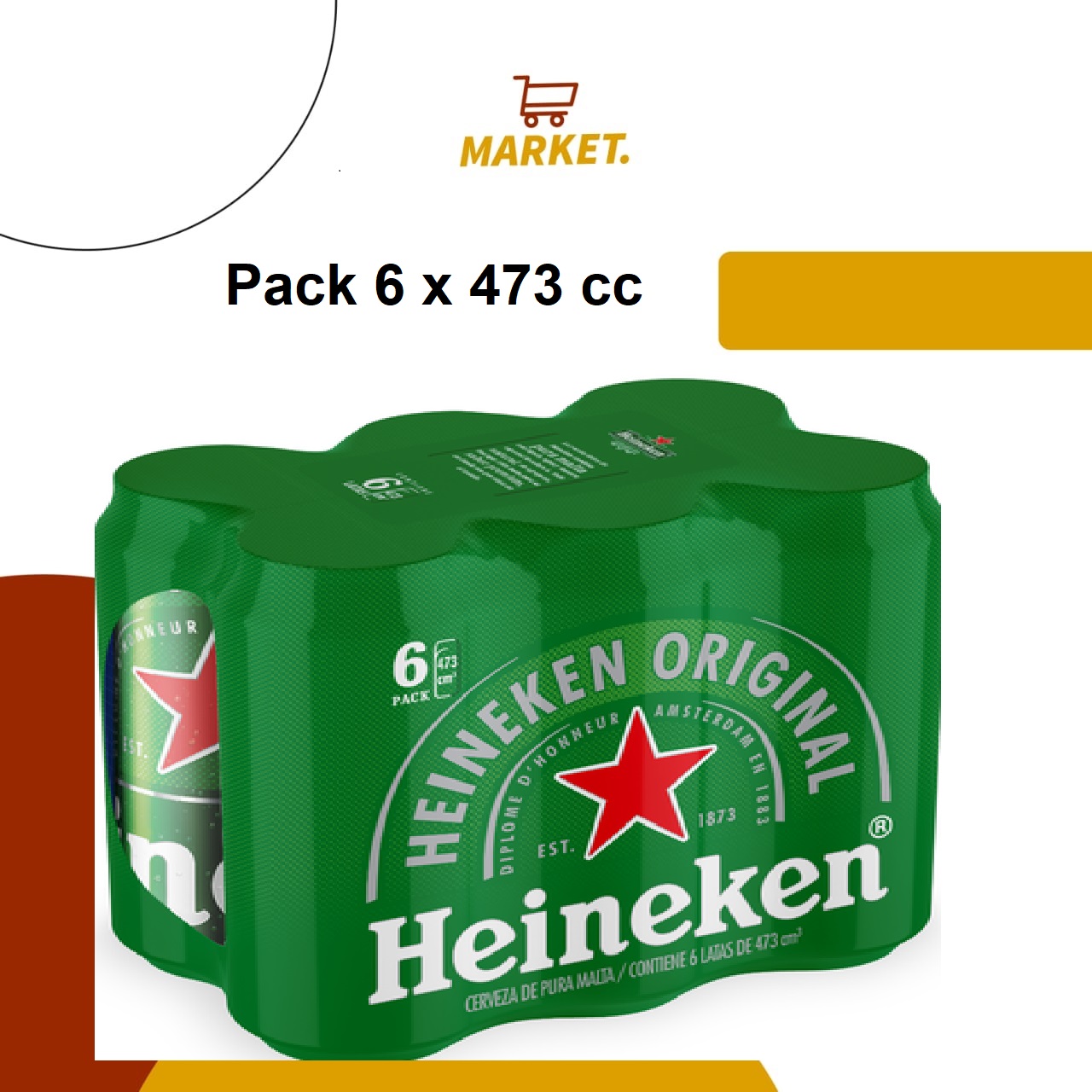 6pack Heineken X 473cc