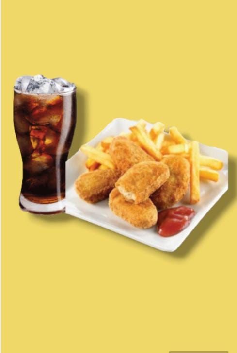 Nuggets 8 Unidades + Papas + Gaseosa Mini Lata 220 Ml.