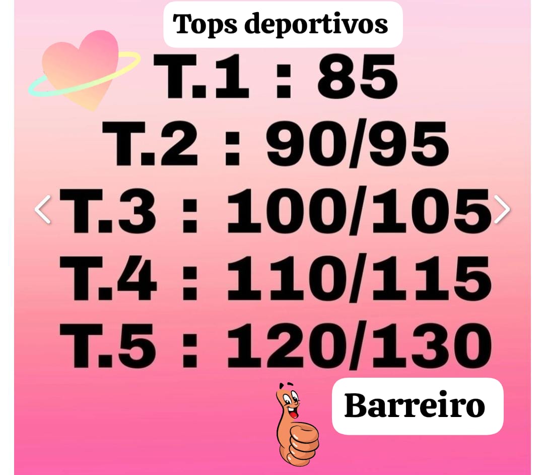 Talles de Tops Sujeto a Disponibilidad