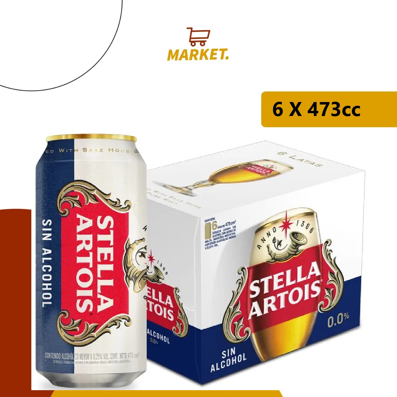Pack Stella Artois Sin Alcohol 473cc