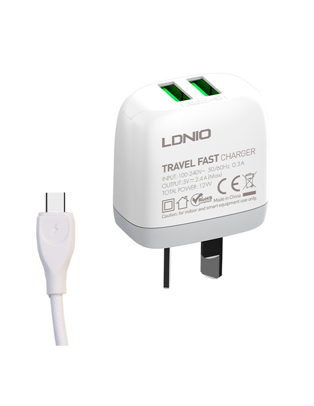 Cargador De Pared Ldnio A2219 2.4a Tipo C