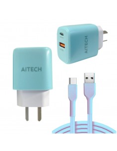 Cargador De Pared Aitech 45w Carga Rápida 2 Puertos Usb + Tipo C