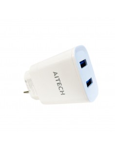 Cargador De Pared Aitech Fast Charging 5.8a 2 Usb Micro Blanco