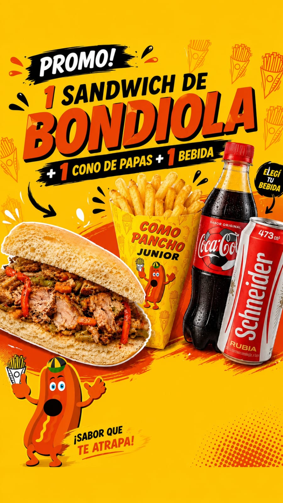 Bondiola + Papas + Bebida
