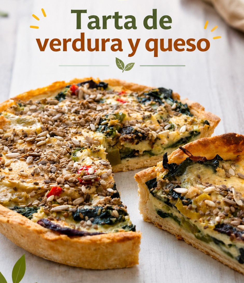 Porción tarta de verduras y queso