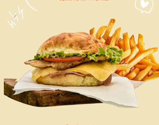 Hamburguesa Completa Con Papas Fritas