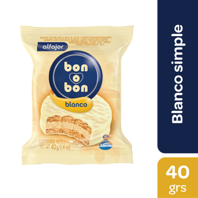 Alfajor Bon o Bon Blanco Simple 40gr