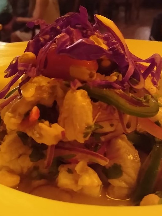 Ceviche de Lenguado, Salmón y Langostinos