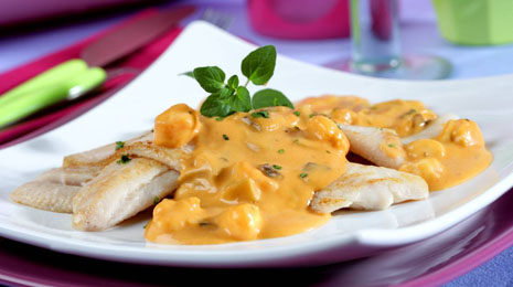 Lenguado con Salsa de Langostinos