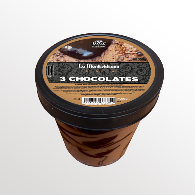Pote Helado 3 Chocolates La Montevideana 500GRS